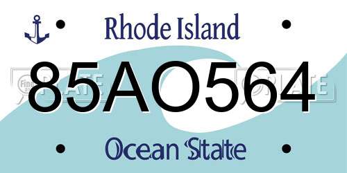 85AO564 Rhode Island License Plate