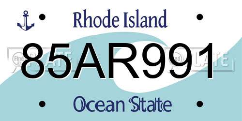 85AR991 Rhode Island License Plate
