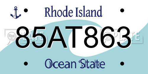 85AT863 Rhode Island License Plate