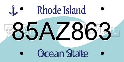 85AZ863 Rhode Island License Plate