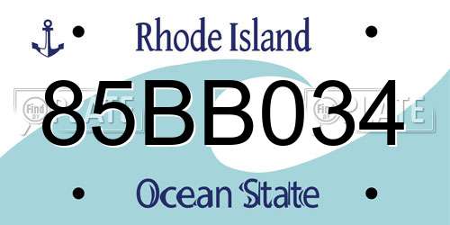 85BB034 Rhode Island License Plate