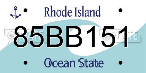 85BB151 Rhode Island License Plate