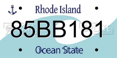 85BB181 Rhode Island License Plate