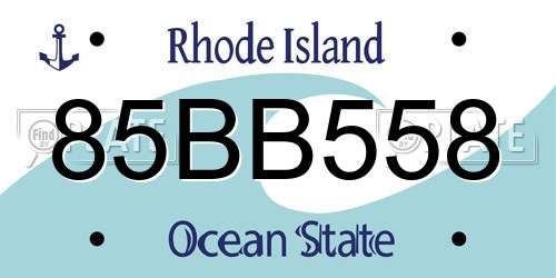85BB558 Rhode Island License Plate