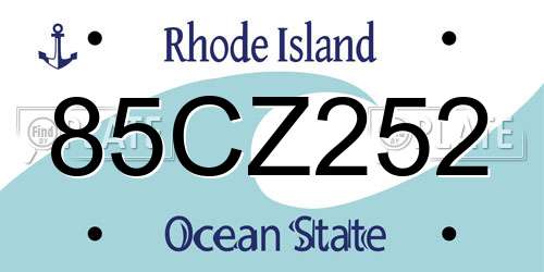 85CZ252 Rhode Island License Plate