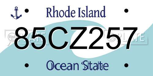 85CZ257 Rhode Island License Plate