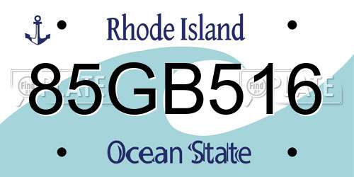 85GB516 Rhode Island License Plate