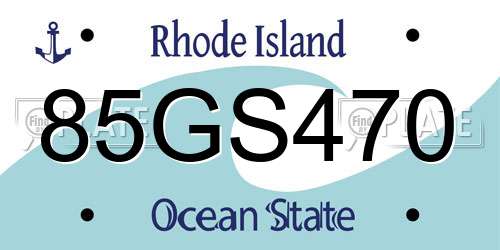 85GS470 Rhode Island License Plate