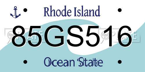 85GS516 Rhode Island License Plate