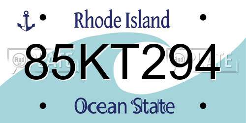 85KT294 Rhode Island License Plate