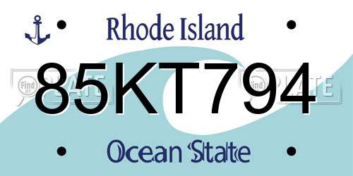 85KT794 Rhode Island License Plate