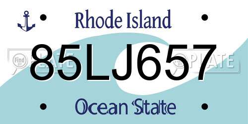 85LJ657 Rhode Island License Plate