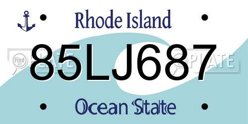 85LJ687 Rhode Island License Plate