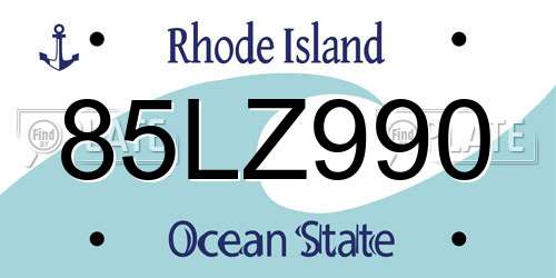 85LZ990 Rhode Island License Plate