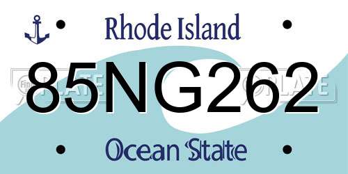 85NG262 Rhode Island License Plate