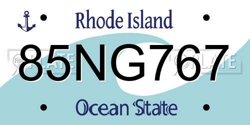 85NG767 Rhode Island License Plate