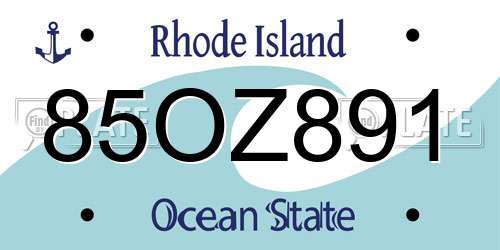 85OZ891 Rhode Island License Plate
