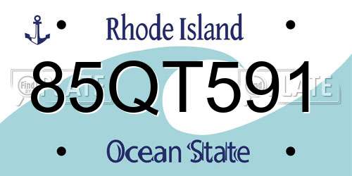 85QT591 Rhode Island License Plate