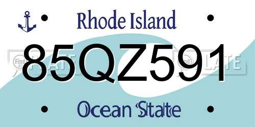 85QZ591 Rhode Island License Plate