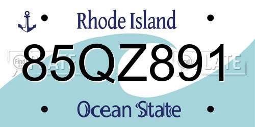 85QZ891 Rhode Island License Plate