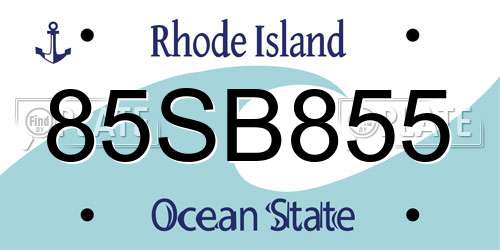 85SB855 Rhode Island License Plate