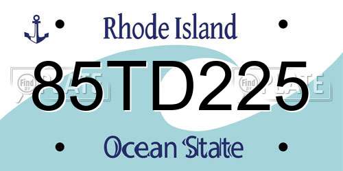 85TD225 Rhode Island License Plate