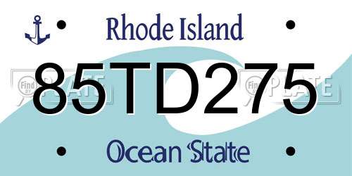 85TD275 Rhode Island License Plate