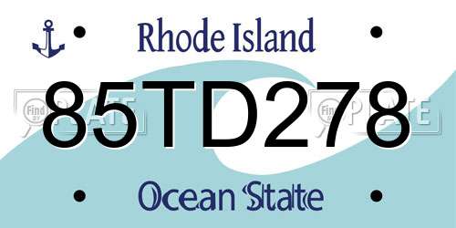 85TD278 Rhode Island License Plate