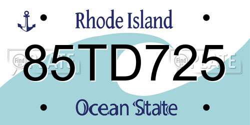 85TD725 Rhode Island License Plate