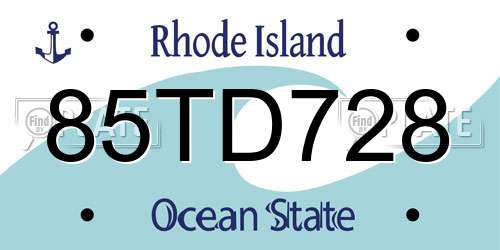 85TD728 Rhode Island License Plate
