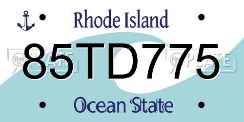 85TD775 Rhode Island License Plate