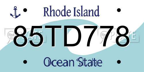 85TD778 Rhode Island License Plate
