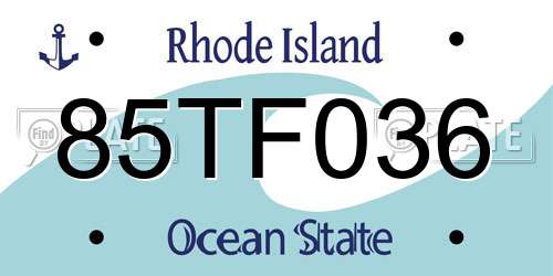 85TF036 Rhode Island License Plate