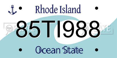 85TI988 Rhode Island License Plate