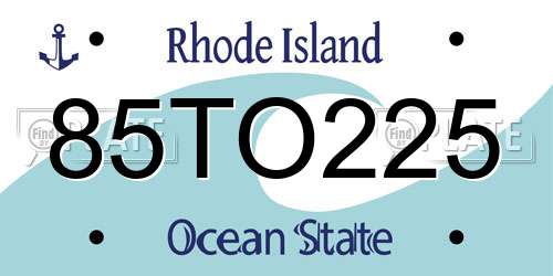 85TO225 Rhode Island License Plate