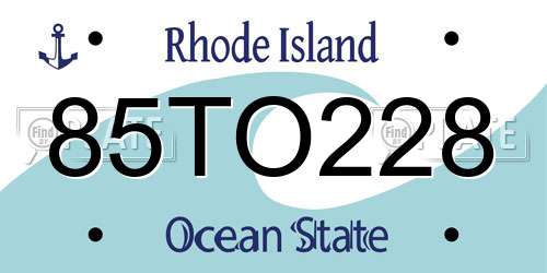 85TO228 Rhode Island License Plate