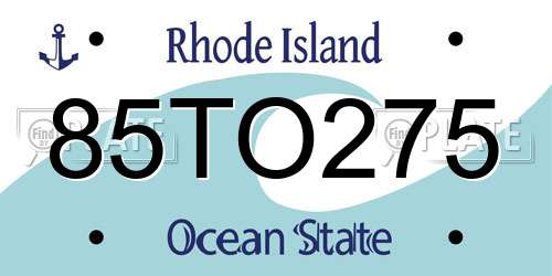 85TO275 Rhode Island License Plate