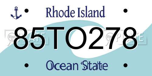 85TO278 Rhode Island License Plate