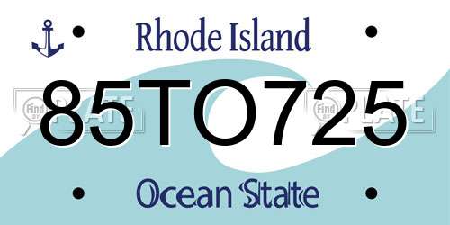 85TO725 Rhode Island License Plate