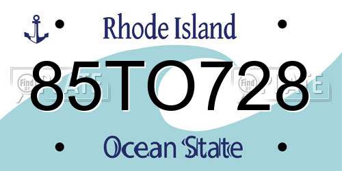 85TO728 Rhode Island License Plate