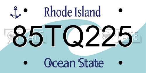 85TQ225 Rhode Island License Plate