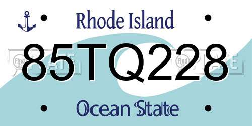 85TQ228 Rhode Island License Plate