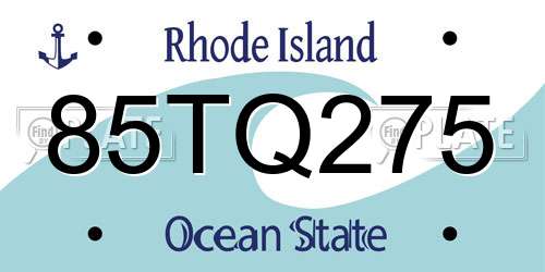 85TQ275 Rhode Island License Plate
