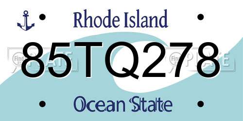 85TQ278 Rhode Island License Plate
