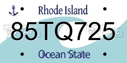 85TQ725 Rhode Island License Plate