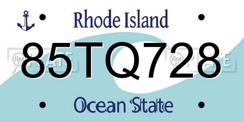 85TQ728 Rhode Island License Plate