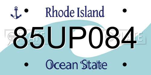 85UP084 Rhode Island License Plate