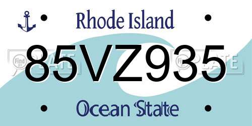 85VZ935 Rhode Island License Plate