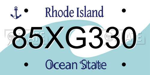 85XG330 Rhode Island License Plate