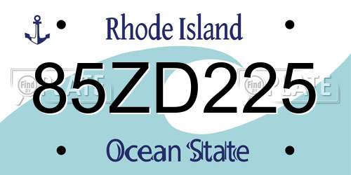 85ZD225 Rhode Island License Plate